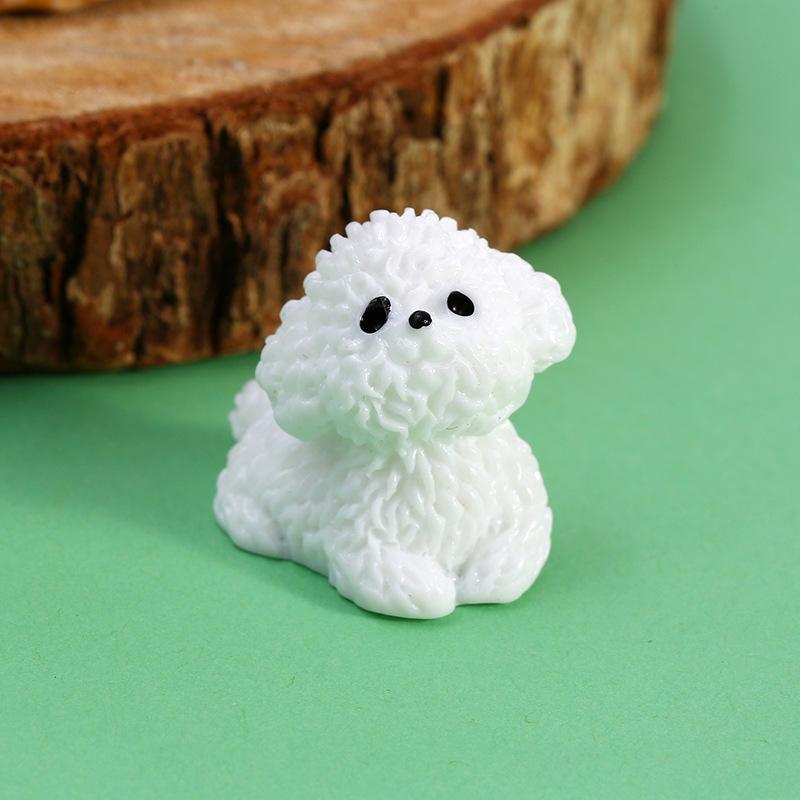 Luminous Bichon Frise Micro Ornament - DIY Resin Jewelry & Car Décor