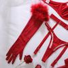 Women's Sexy Lingerie Set Red Shaping Bra Set Lingerie Set With Sheer Stockings & Gloves