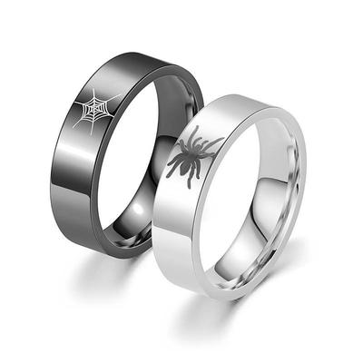 Anillos de Pareja de Acero de Titanio con Telaraña de Moda para Hombres y Mujeres - Elegante Joyería para Manos