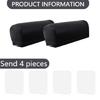 Arm Protector Covers 4 Adhesive Grip Set Fashionable Black PU Waterproofie Sofa Armrest Sleeve For Indoor Furniture Care