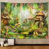 Feenwald Pilz Dekor Wandteppich, Niedliche Fantasie Verzauberter Wald Garten Wandteppiche Wandbehang für Mädchen Schlafzimmer College