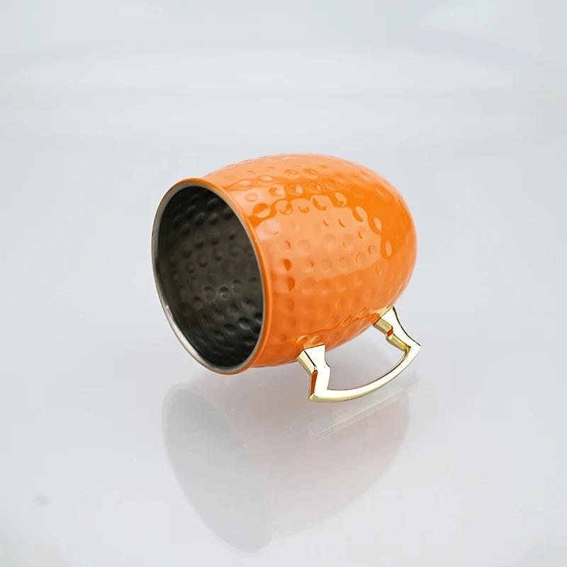 2Pcs New Cocktail Wine Cup Moscow Mule Mug 500ml Stainless Steel Hammered Copper Plated Beer Cup Bar Drinkware