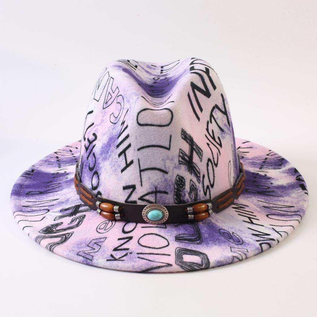 New European and American style letter printing fashion top hat men's and women's fashion jazz hat sunscreen sun hat