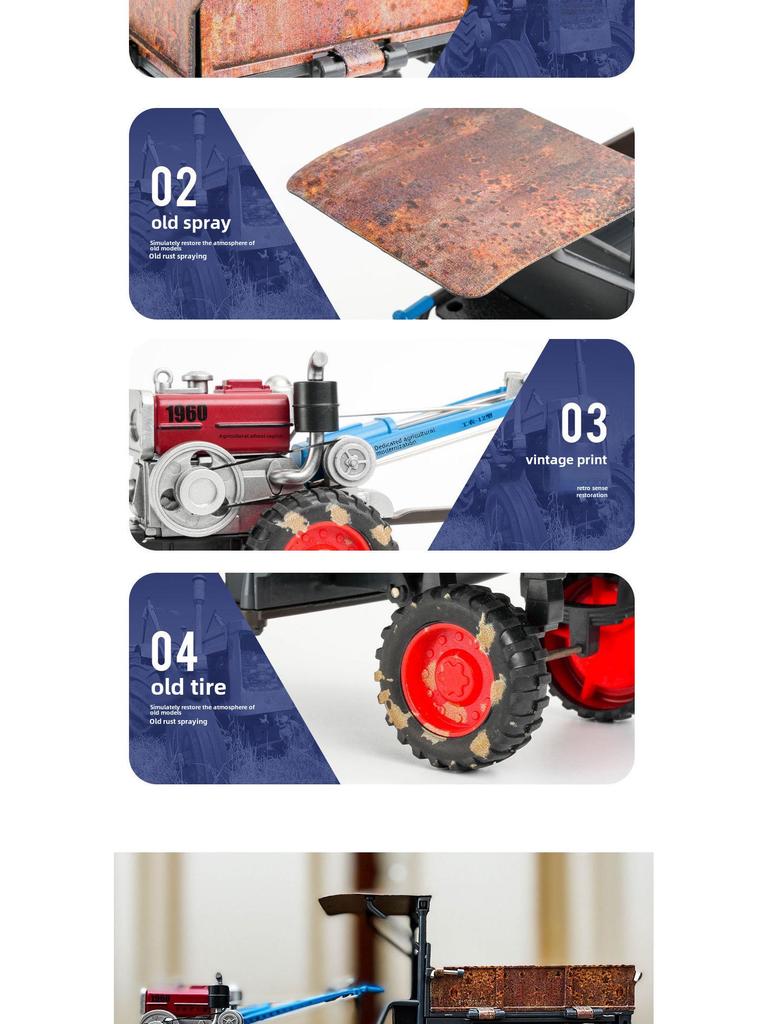 1:24 Retro Hand Tractor Model with Sound and Light