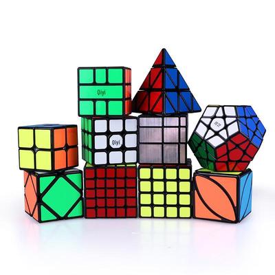Qiyi 2345 Strati Nero Adesivo Magico Foglia d'Acero Piramide Cubo - Skewb SQ Twisty Irregolare