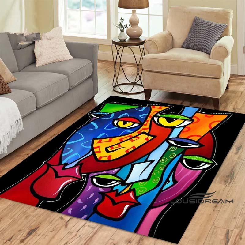 Customizable Picasso Style Painting Printed Carpet Fashion Non-slip Floor Mat Outdoor Door Mat Play Mat Birthday Gift