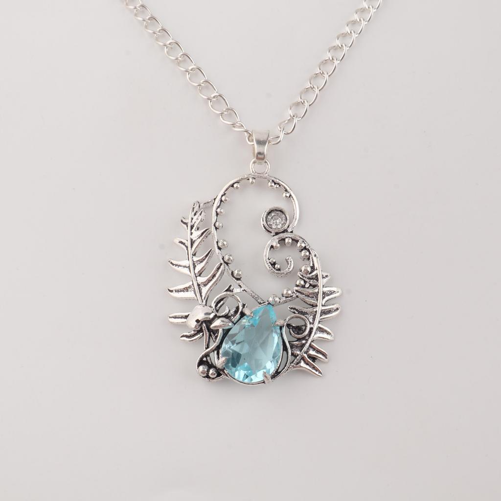 Sky Blue Topaz Gemstone 925 Sterling Silver Jewelry Partywear Pendant 1.8" For Gift CP-42-16