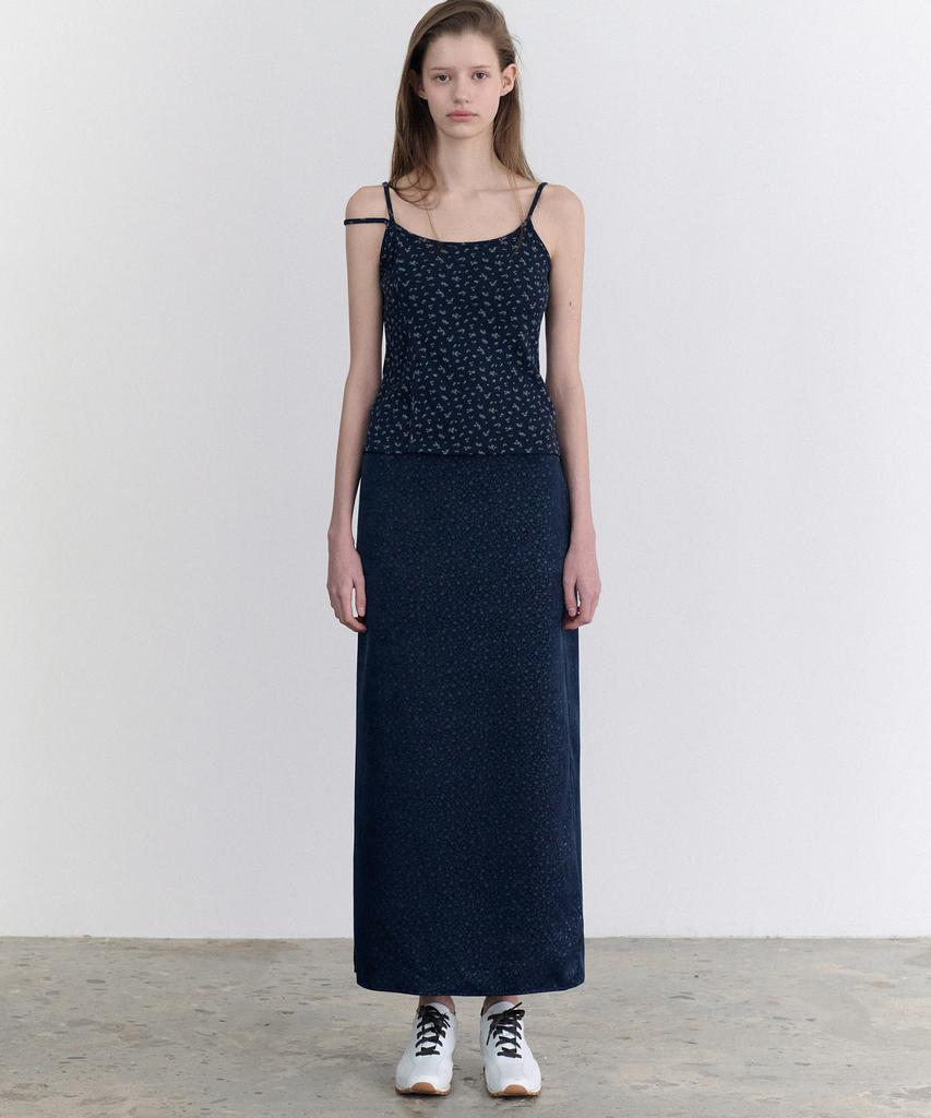 Annies Nadia Jacquard Satin Long Skirt (Navy)