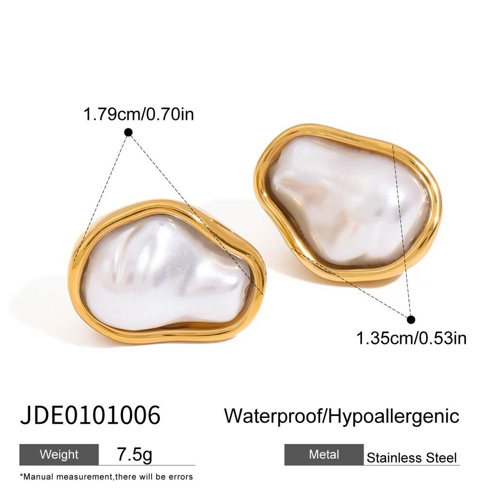 Youthway Elegant Minimalist Stainless Steel Irregular Baroque Imitation Zircon Earrings Necklace Rings Set Women Zircon Gift