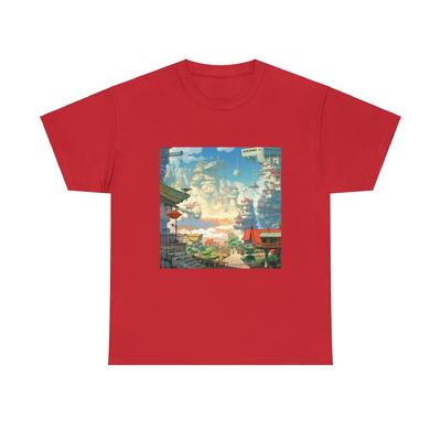 Unisex T-Shirt aus schwerer Baumwolle mit Grafikdruck im Studio Ghibli Stil