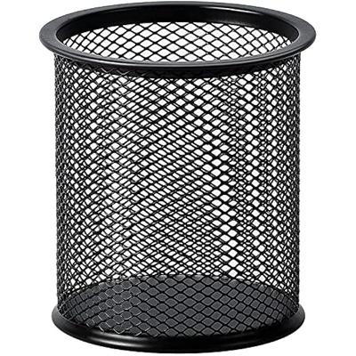 GLUN Cylendrical Black Mesh Metal Desk Pen, Pencil and Other Stationery Organiser Holder, Use At Office, School and Home