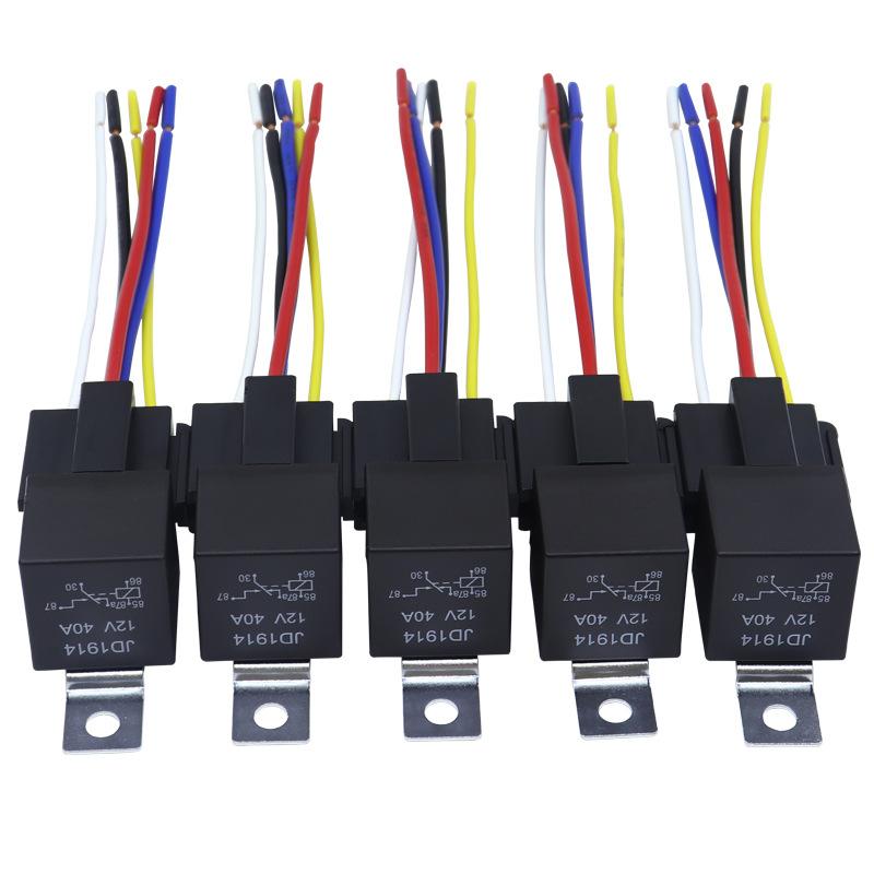 

5PCS 12V 24V 40A Waterproof Automotive Relay 4pin 5pin Car Relay With Black Red Copper Terminal Auto Relay With Relay Socket 24V 4PIN