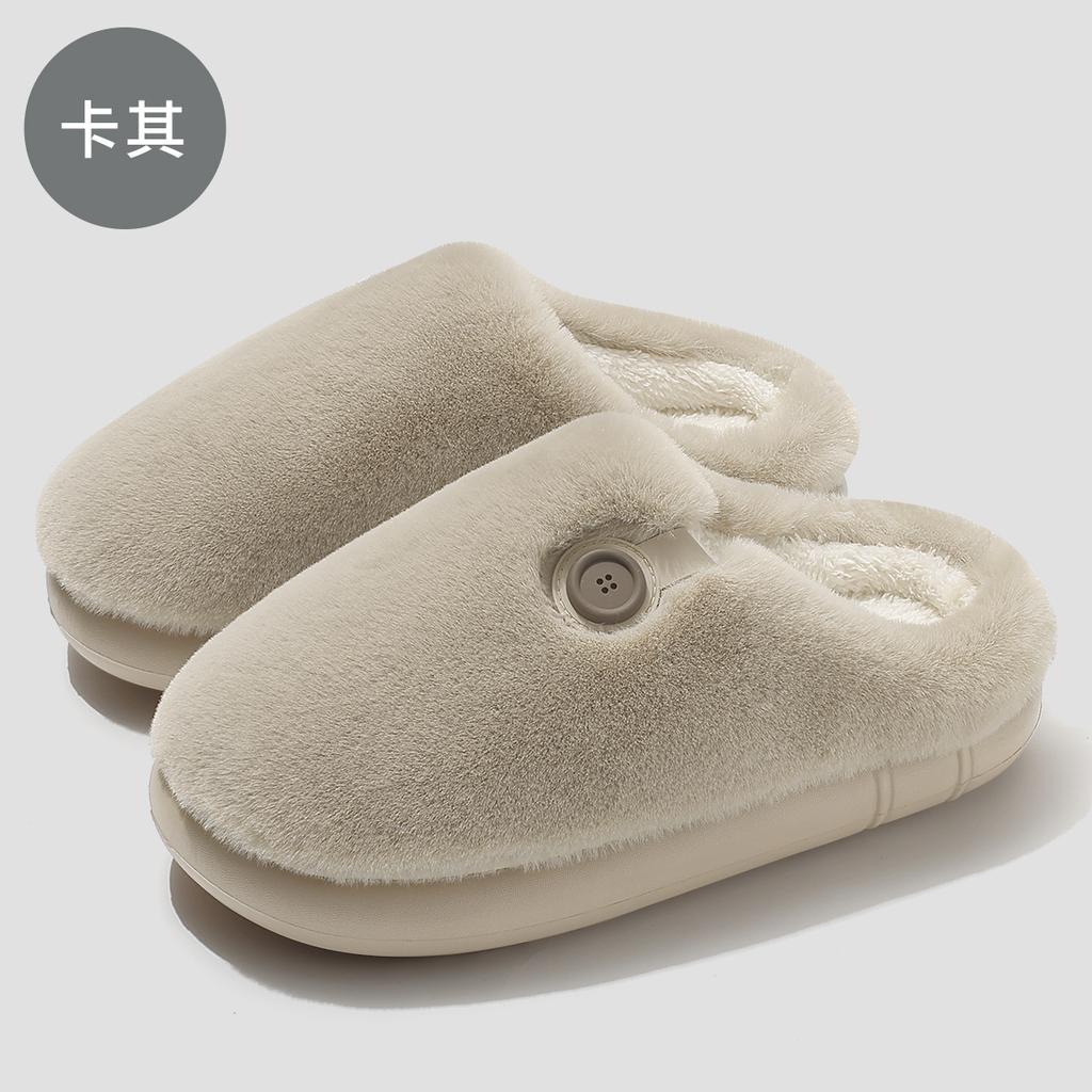 Home cotton slippers winter plush warm indoor household bedroom winter fluffy slippers winter
