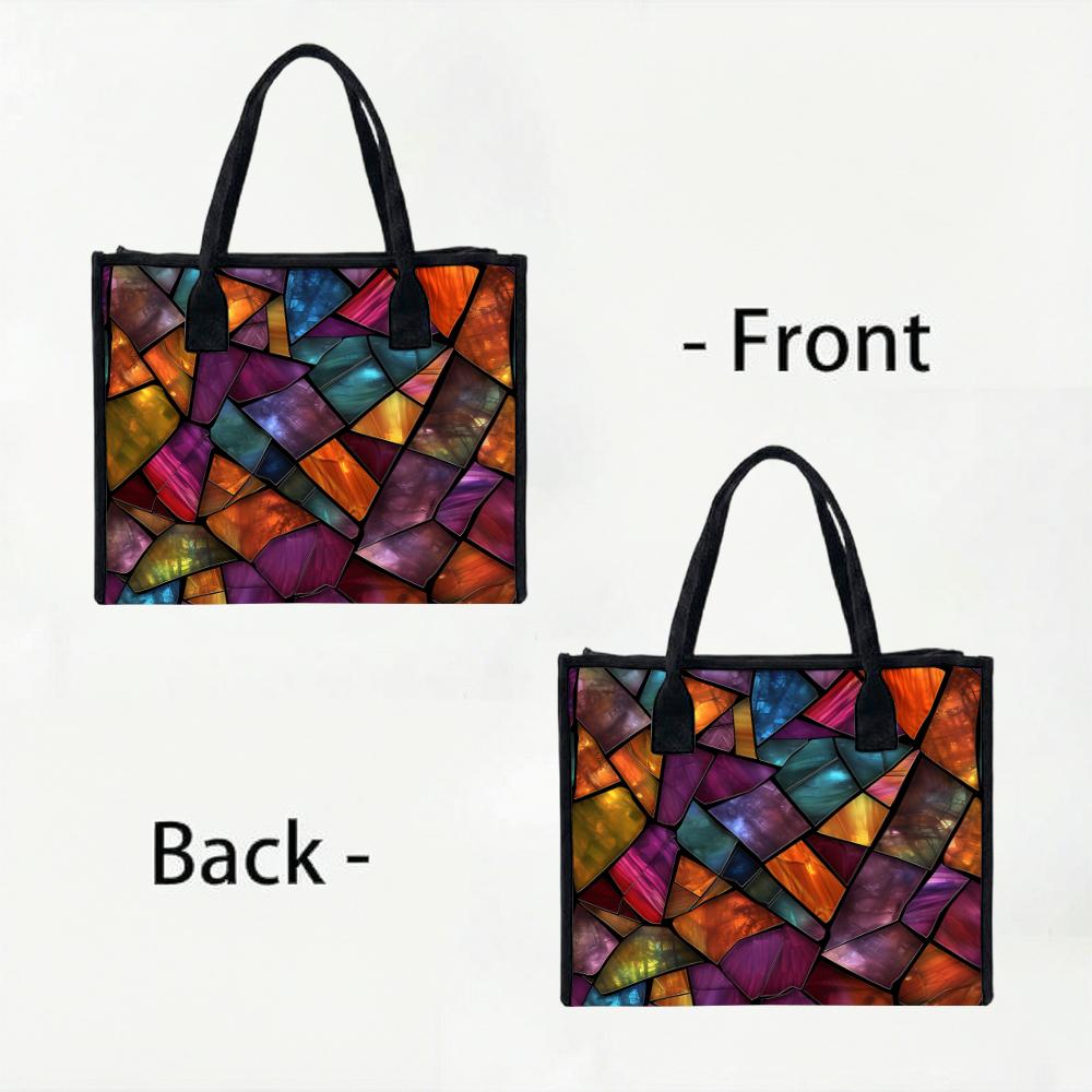 Colorful Stained Glass Tote Bag Large Fashion Casual Shoulder Handbag for Daily Use Shopping Travel Work