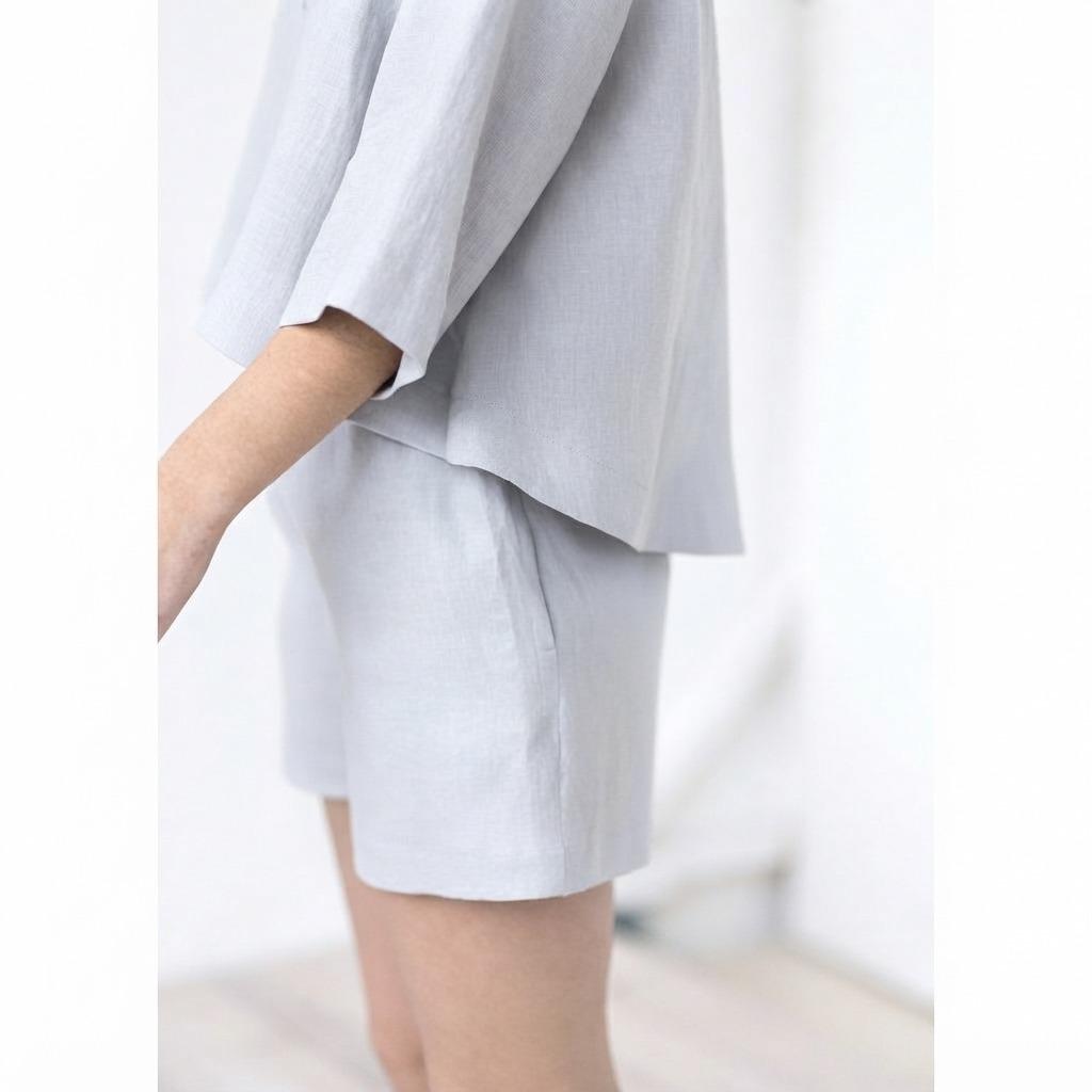 Linen Flared Top Women Loose Casual Blouse Bracelet Sleeve Oversized Shirt