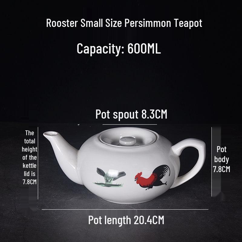 Large Ceramic White Teapot - Creative Persimmon Design for Home & Restaurant