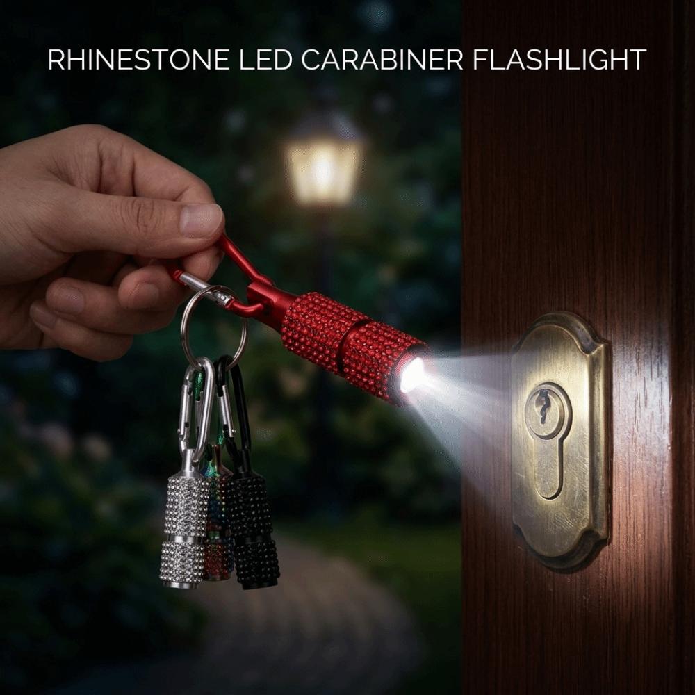 Button Battery Diamond-encrusted Mini Flashlight Carabiner Clip Mini Torches