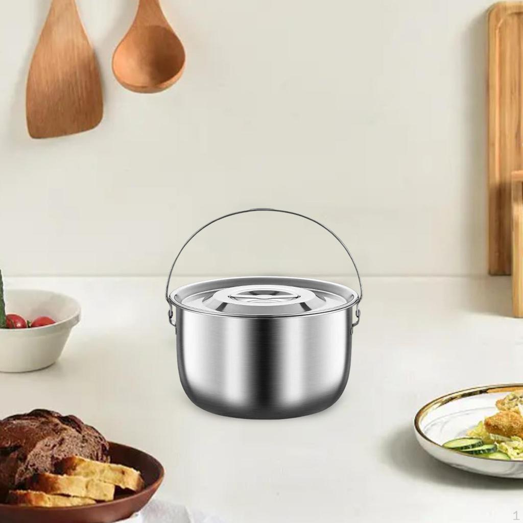 Camping Pot Cooking Cookware with Handle and Lid for Kitchen,Party,Commercial