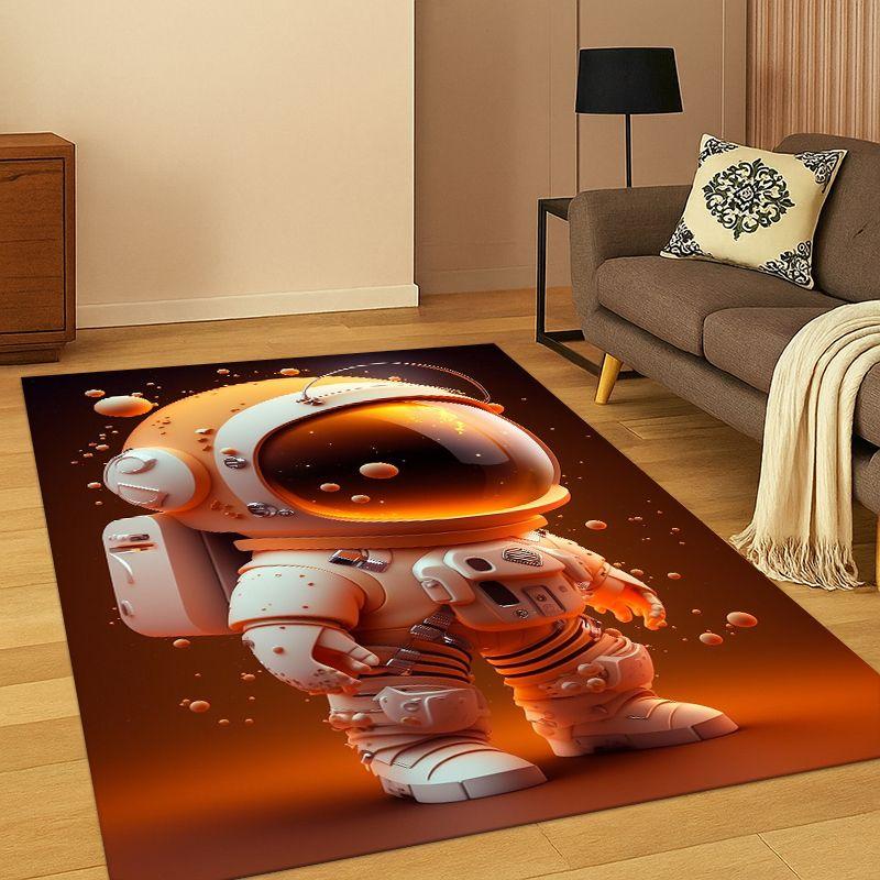 Cartoon Astronaut Universe Spaceman Outer Space Carpet Rug for Bedroom Living Room Sofa Playroom Doormat Home Decor,kid Non-slip