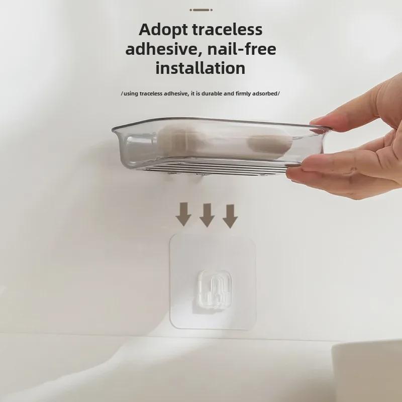 Cutie de Săpun Montată pe Perete fără Găuri cu Drenaj și Depozitare Fără Urme