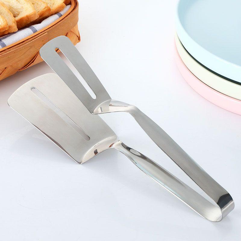 304 Stainless Steel Steak Tongs Creative Multifunctional Food Tongs Hand-Held Pancake Spatula Tongs Western Food Barbecue Tongs Steak Clip [Original Color]