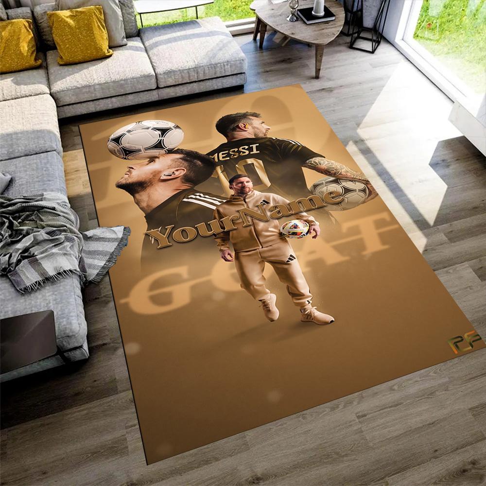 Messi Customizable Name Area Rug Design for Kitchen Dormitory Game Room Playrooms Antislip Carpet Anime Office Decor