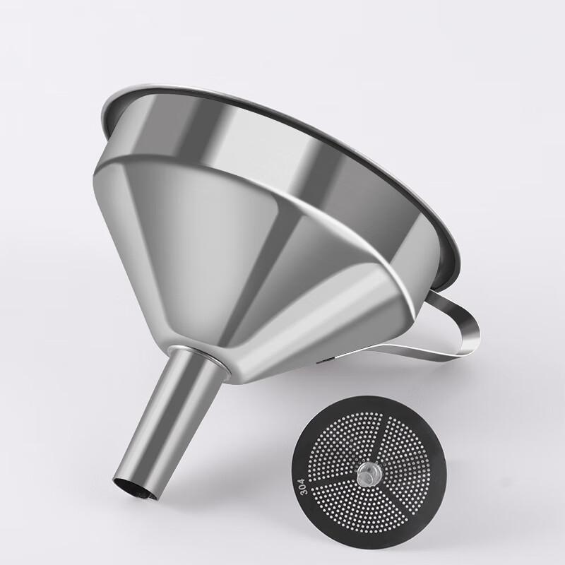 Baijie 304 Detachable Stainless Steel Funnel with Filter, Large Diameter Oil, Wine, Vinegar Strainer for Home Kitchen Use