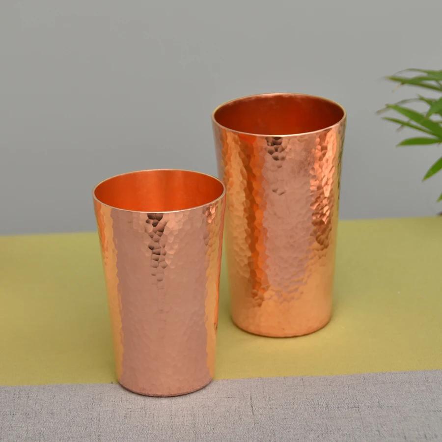 Pure Copper Cup for Coffee Powder Mugs Handcrafted Hammered Drinkware Tea Cup and Beer Cup Mugs - Family Recommended