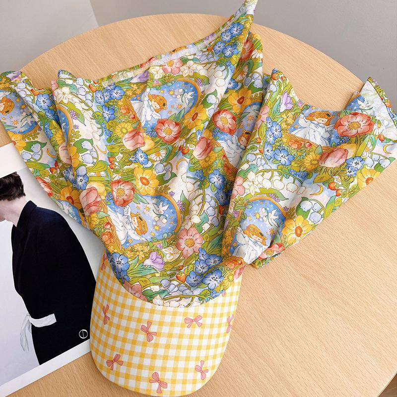 French Retro Literary Printing Headscarf Caps For Women Spring And Summer Outdoor Shopping Po Seaside Vacation Sun Hat
