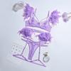 Women Sexy Exotic Set Feather Lace Lingerie Bra Set Elegant See Through Underwear Party Club Micro Bikini Thong Exotic Apparel