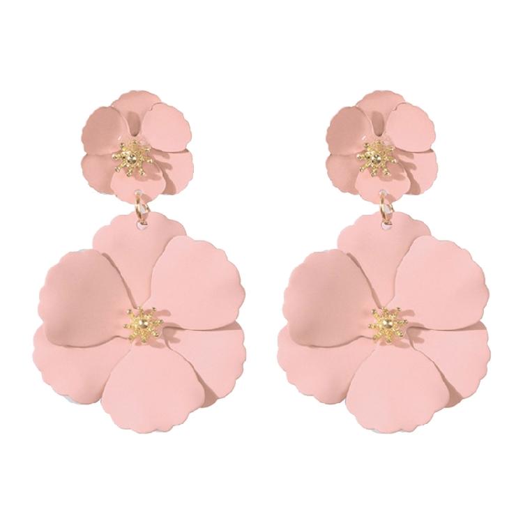 Eye Catching Woman Studs Earrings Flower Pendant Earrings Colorful Ear Jewelry Iron Texture for Matching Fashion Outfits