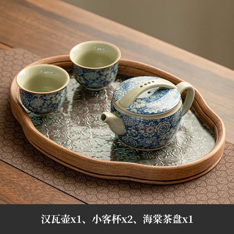 Китайский фарфоровый сине-белый чайный набор Полный набор Эстетичный набор для чайной церемонии Набор из чайника и чашек Китайский чайный набор Украшения Принадлежности
