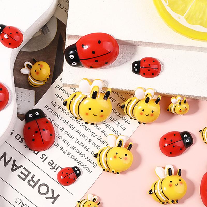 5Pcs Cartoon Bee Ladybug Cute Resin Jewelry Making Diy Decorative Accessories