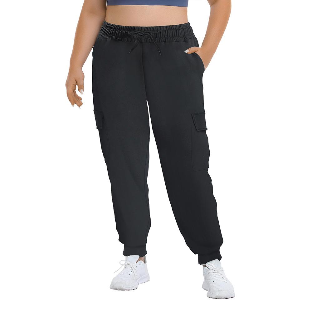 1XL-5XL Übergröße Sporthose Lange Hose für Damen mit Bündchen an den Knöcheln Workwear-Stil Locker sitzende Lässige Jogginghose mit Taschen.