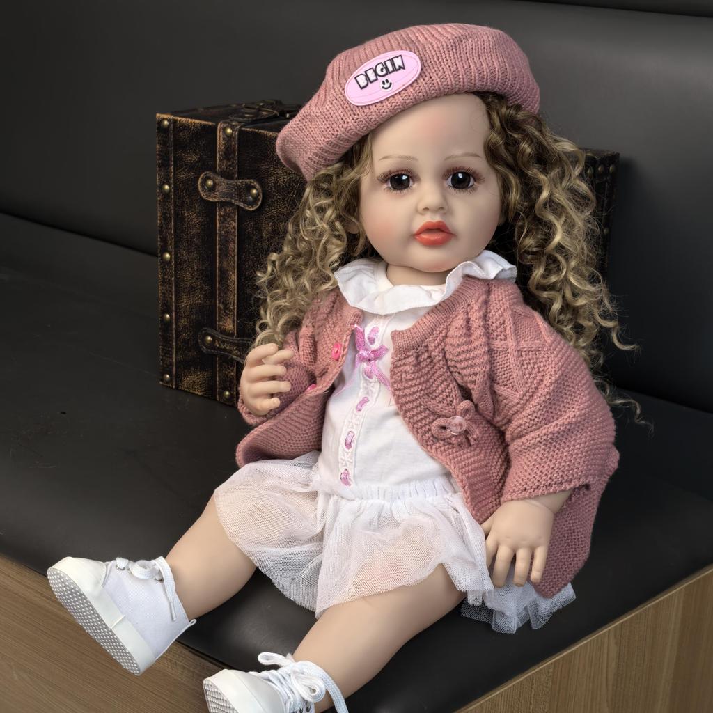 Cute Reborn Baby Girl Dolls Full Silicone Vinyl Can Bathe Lifelike Newborn Babies Doll Wear Wool Clothes Kids Playmate Toy Easter Decoration