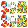 Clown Costume Set Red Clown Noses Shoes Vests Hats Wigs Bow Ties