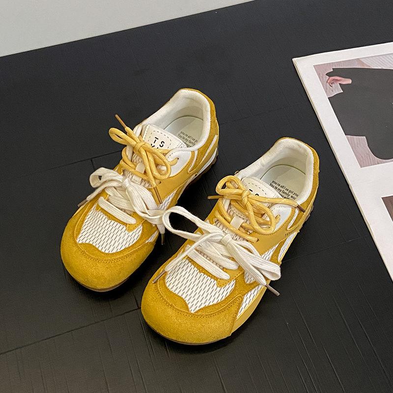 Retro Mesh Breathable Imitation Leather German Training Shoes Women's 2025 Summer New Pair of Shoelaces Versatile Casual Sports Forrest Gump Shoes