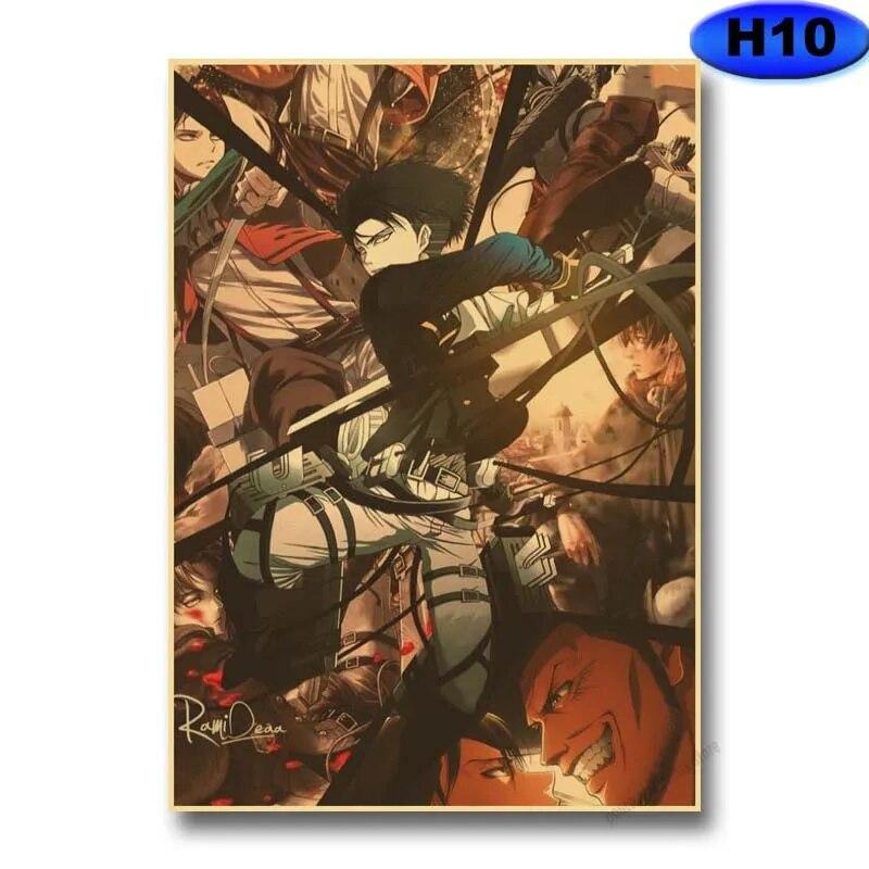 Attack on Titan Staffel 4 Poster Retro Kraftpapier Poster Wandaufkleber Home Anime Dekor Arbeitszimmer Bar Café Wandkunst Gemälde