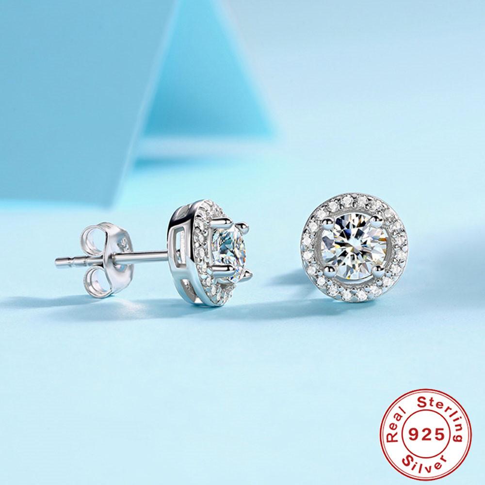 0.5 Carat S925 Silver Earrings Women'S Round Bag Stud Earrings Temperament Wedding Moissanite Gift Ear Jewelry Source