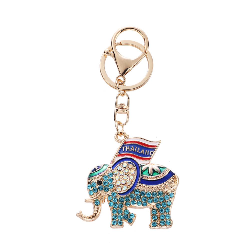 Rhinestone Elephant Keychain Souvenir - Thailand Bangkok Charm
