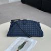 Womens Genuine Leather Cloud Shell Bag Large Capacity Woven Shoulder Clutch Evening