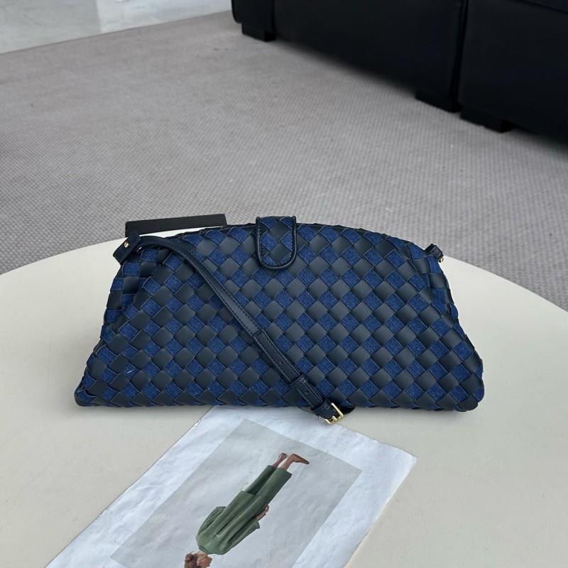 Womens Genuine Leather Cloud Shell Bag Large Capacity Woven Shoulder Clutch Evening