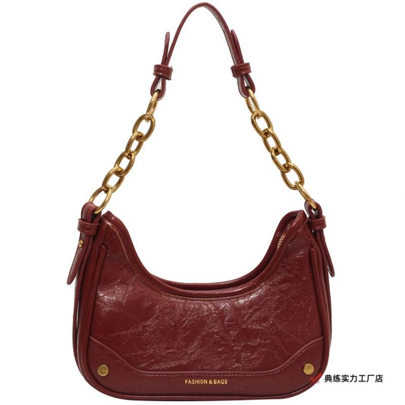 Popular red small bag women's spring and summer new versatile chain shoulder armpit bag wedding bride messenger bag