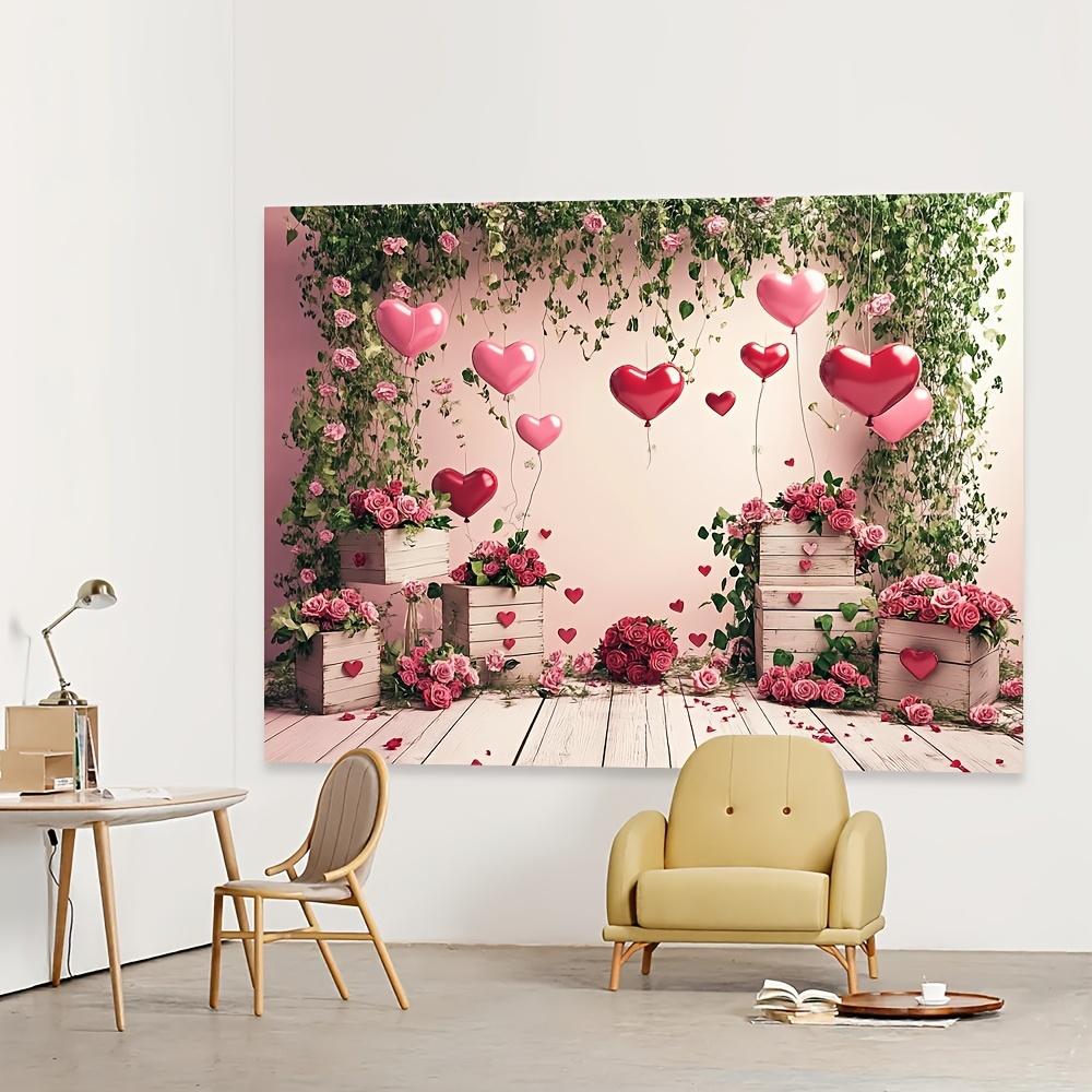 1 romantic Valentine's Day-themed background - pink and white floral heart-shaped design Valentine's Day decoration