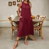 Women's Sleeveless Long Dress Casual Crew Neck Maxi Dress Summer Beach Vacation Shift Sundress