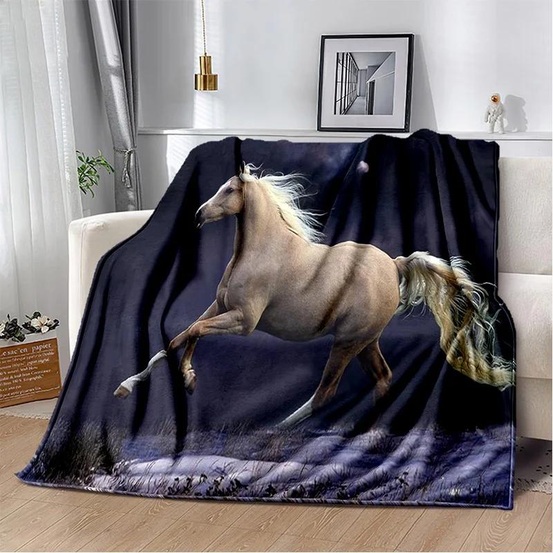 Horse Animal Pentium Gallant Steed Blanket,Soft Throw Blanket for Home Bedroom Bed Sofa Picnic Travel Office Cover Blanket Kids