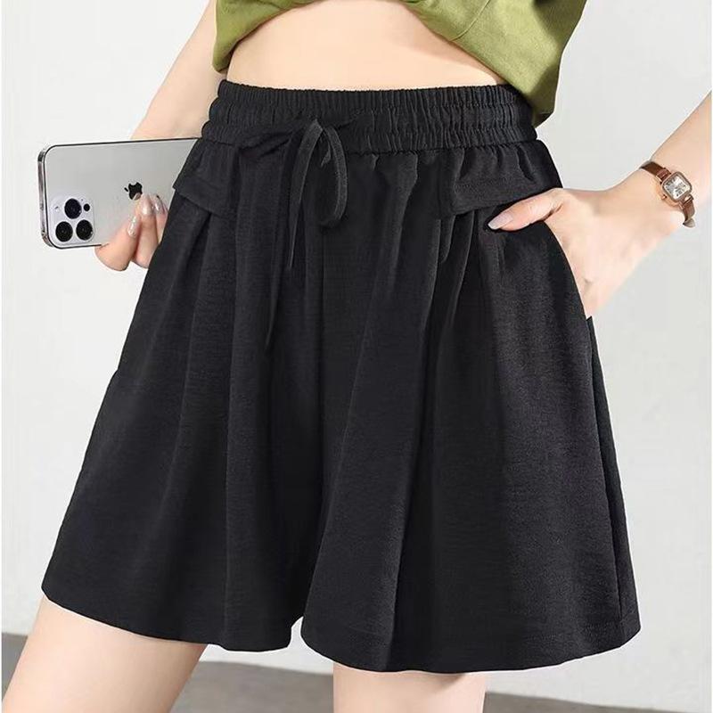 

Шорты из шелкового крепа Ice Silk, женские, спортивные, брюки-кюлоты Five Quarter, свободные, широкие, плиссированные, женские 2XL чёрный