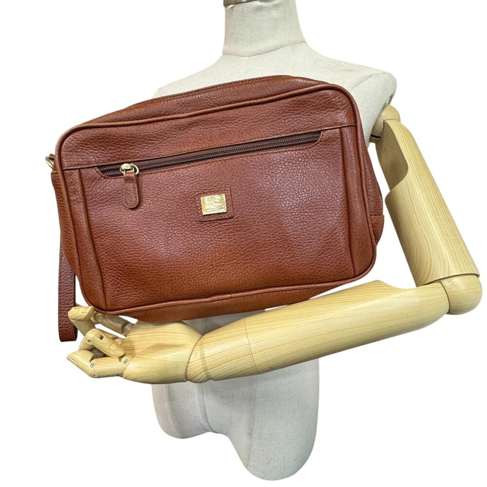 BURBERRY Clutch check leather business bag Brown leather mens Used