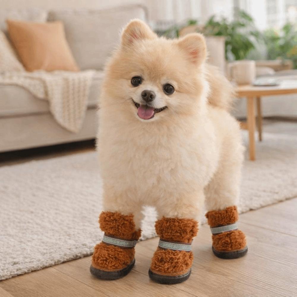 4 pcs/set Wear-Resistant Anti-Slip Dog Shoes Anti-Scratch Winter Dog Boots Dog Snow Boots  Hiking