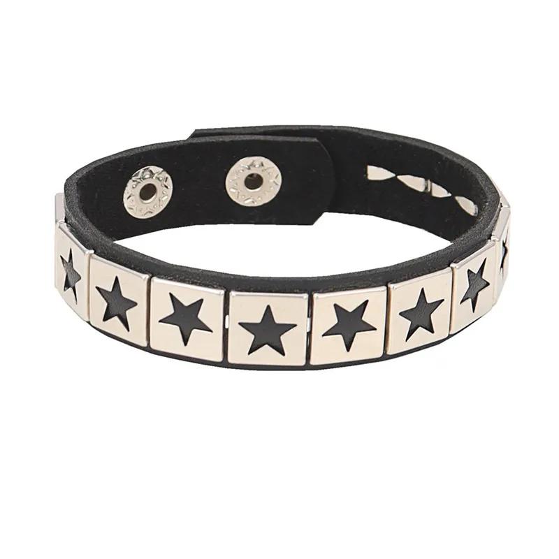 PU Leather Bracelet Punk Goth Studded Spike Rivet Buckle Wristband Cuff Bangle Black Gothic Steampunk for Men Women Unisex 80s